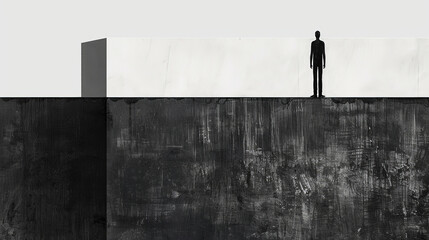 A contemplative image showing a man standing on the edge, illustrating concepts of decision and contrast