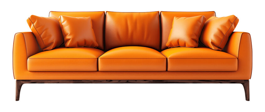 orange sofa isolated on white background