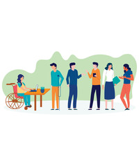 Minimalist Flat Style Art Of 6 Corporate People In Diversified Workplace Setting Showing Diversity Inclusion And Equality