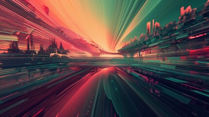 Obraz premium Futuristic Glitchscape Abstract Background