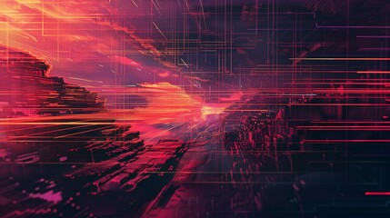 Futuristic Glitchscape Abstract Background