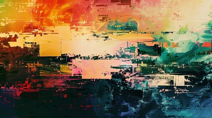 Obraz premium Vibrant Abstract Digital Glitch Art Texture