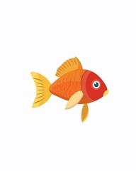 Colorful red face yellow fin coral tropical ocean aquarium aquatic oceanic salt fresh water. Fish illustration isolated on a white background.