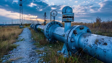 An outdoor gas pipe used for transmission infrastructure.


