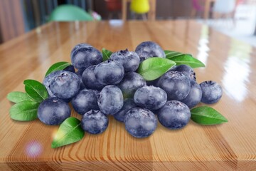 ripe sweet tasty blueberry on the desk