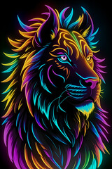 Lion colored neon art