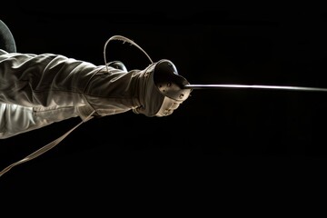 Fencing Action Shot: A Fencer Performing a Disengage Manoeuvre, Highlighting Blade and Hand Movements