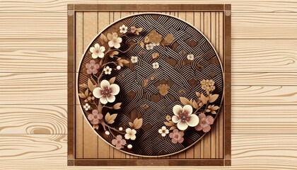 Intricate Carved Wooden Panel with Floral Design