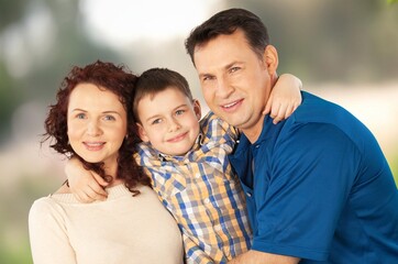 Happy young Family with children outdoor