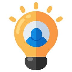Avatar inside light bulb showing concept of user idea