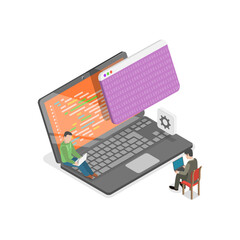 3D Isometric Flat Illustration of Software Development and Integration, Coding and Testing Process. Item 1