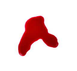 Spilled red wine puddle isolated on white background. Red wine puddle, droplets isolated on white background, clipping path