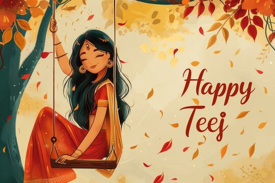 Festive Teej Celebration: happy teej - rejoice in the vibrant festivities of Teej, honouring tradition and culture with joyful gatherings and colourful rituals.