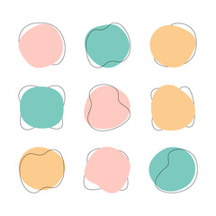 Color liquid blob shapes, pastel vector organic random forms, fluid silhouette, simple smooth ink stain. Highlight for social media stories