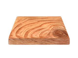 Rectangular surface of brown wooden tray. Hardwood plank with natural texture. Perspective view. Serving oak board. Watercolor illustration. Wooden element for serving food, interior design.