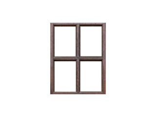 Brown wooden window isolated on transparent background.	