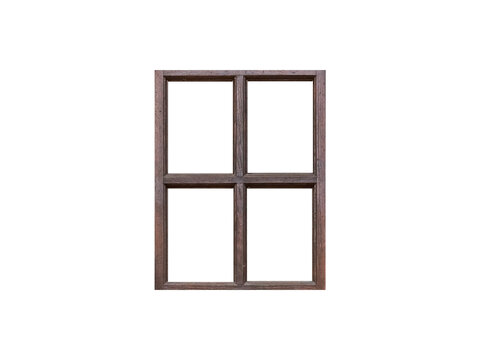 Fototapeta Brown wooden window isolated on transparent background. 