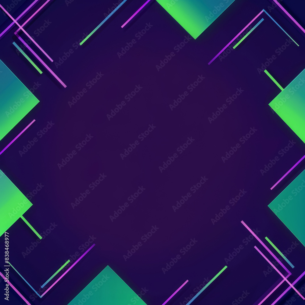 Canvas Prints Abstract background with a dark purple centre and neon green and purple geometric shapes forming a border.