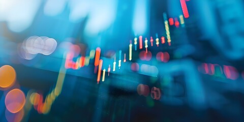 Fototapeta premium Bullish Trend in Stock Market Candlestick Chart on Blue Background. Concept Finance, Stock Market, Candlestick Chart, Bullish Trend, Blue Background