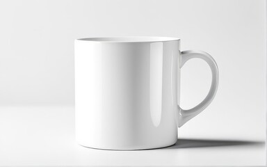 white glass mug mockup on white background