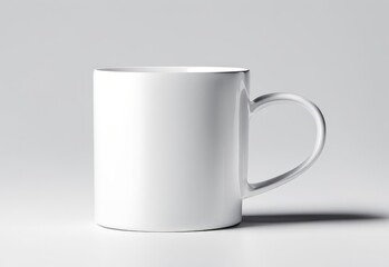 white glass mug mockup on white background