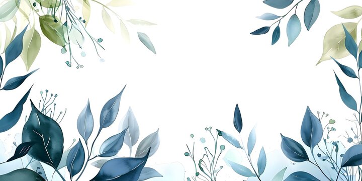 Elegant Watercolor Floral Green Leaf Frame Collection for Wedding Stationery and More. Concept Wedding Stationery, Watercolor Floral, Green Leaf, Elegant Designs, Frame Collection