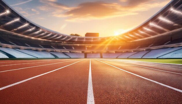 Professional empty running track in stadium 