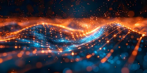 Fototapeta premium Digital Light Fractal Abstract Background for Cyber Space Concept Wallpaper A Futuristic Design. Concept Fractal Art, Digital Design, Cyber Space, Abstract Background, Futuristic Wallpaper