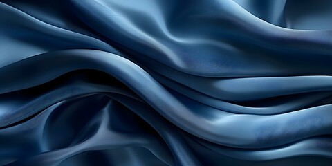 Obraz premium Luxurious navy blue silk satin background with gentle undulating folds. Concept Photography, Styling, Background, Navy Blue, Silk Satin