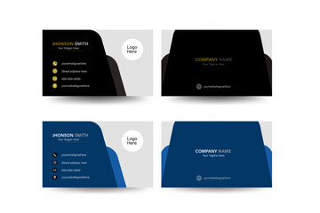 a white and blue modern creative business card and name card. double sided business card template modern and clean style. Visiting card for business and personal use.