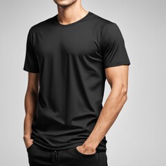 black t-shirt mockup isolated white background
