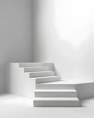 Fototapeta premium Empty modern white room interior with lights and shadows of window mock up 