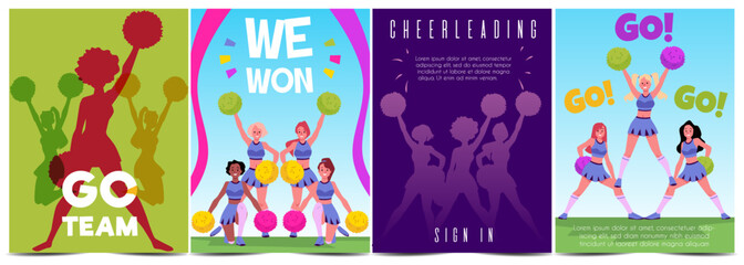 Set of cheerleading event vector posters