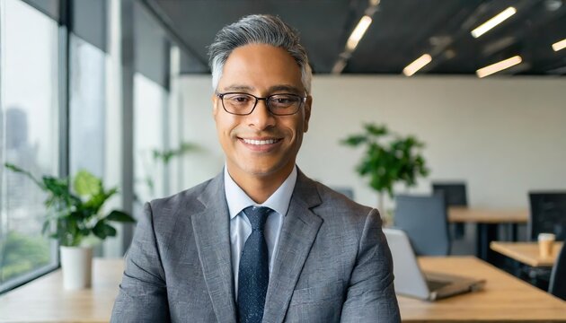  Smiling 45 Years Old American Male Banker, Happy Middle Aged Business Man Bank Manager