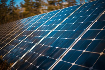 Obraz premium Radiant Solar Farm at Sunset Enhancing Renewable Energy Efficiency