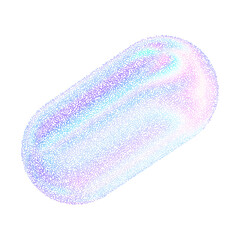 3d shape with noise gradient effect. Halftone gradation geometry figure capsule. Y2k holographic element gritty grain texture. Stipple vector illustration of colored dots.