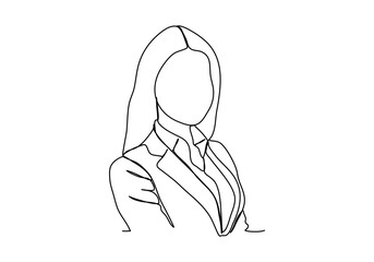 Woman in business suit. One line drawing vector illustration.