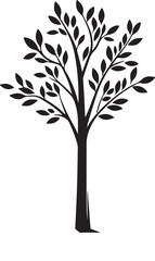 Beautiful tree silhouette vector white background