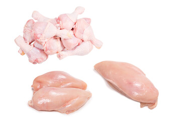 Raw chicken fillet isolated on white background.