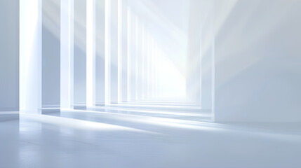 Fototapeta premium a minimalist depiction of a white wall with the shadow of a window,