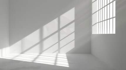 a minimalist depiction of a white wall with the shadow of a window,