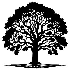Beautiful tree silhouette vector white background