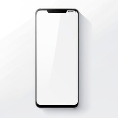 White screen smartphone mockup isolated on a white background.