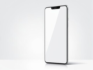 White screen smartphone mockup isolated on a white background.