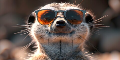 Fototapeta premium 3D Digital Comic Featuring a Humorous Meerkat Wearing Sunglasses. Concept Meerkat Character, Sunglasses, Humorous Narratives, 3D Digital Art