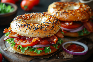 bagel with ham and cheese