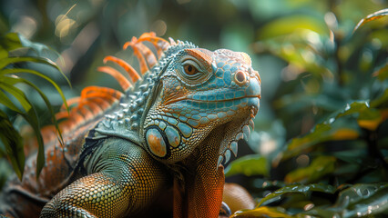 Obraz premium Iguana - Lizard In Jungle, Reptile, Jungle Life, Nature Scene, Animal In Wild, Nature Photography