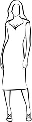 Sketch of Women In Dress. Vector illustration