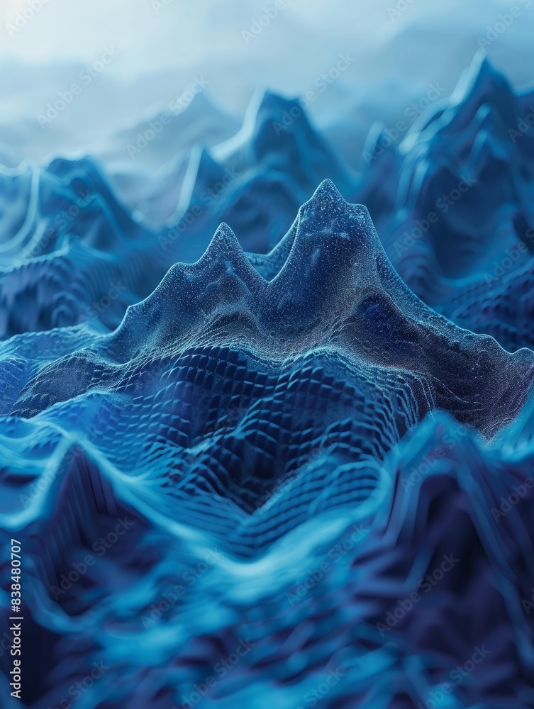 Poster big data, abstract mountain range made from hexagonal shapes, data mining and management concept hyp