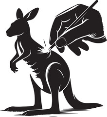 a cute black silhouette kangaroo 